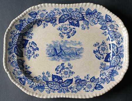Old Salem Blue 13" Oval Serving Platter