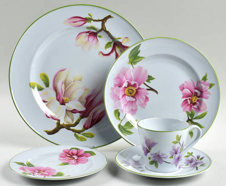 Oriental Flowers 5 Piece Place Setting