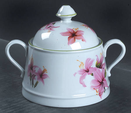 Oriental Flowers Sugar Bowl & Lid