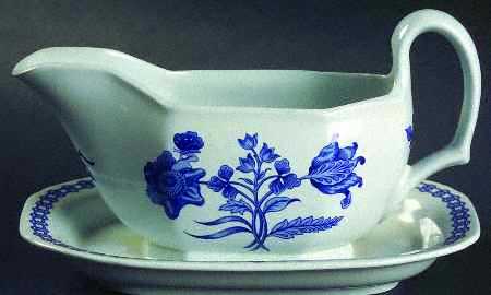 Palace Garden Blue Gravy Boat with Attached Underplate
