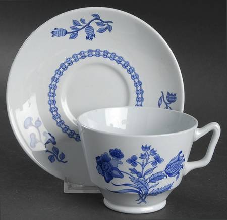 Palace Garden Blue London Shape Footed Cup & Saucer Set