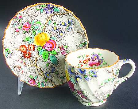 Patricia (Yellow Trim) Footed Cup & Saucer Set