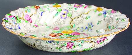 Patricia (Yellow Trim) 9" Oval Vegetable Bowl