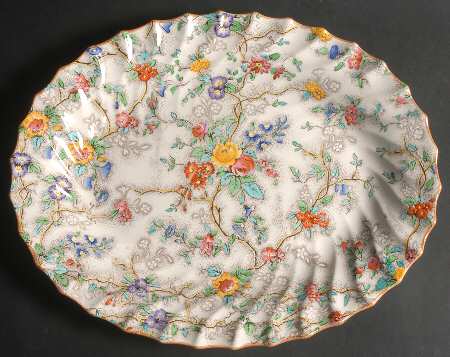 Patricia (Yellow Trim) 14" Oval Serving Platter