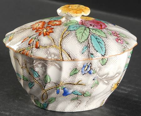 Patricia (Yellow Trim) Mini Sugar Bowl & Lid