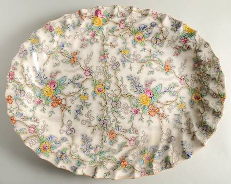 Patricia (Yellow Trim) 18" Oval Serving Platter