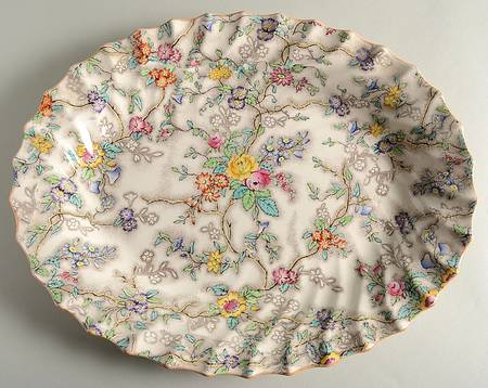 Patricia (Yellow Trim) 15" Oval Serving Platter