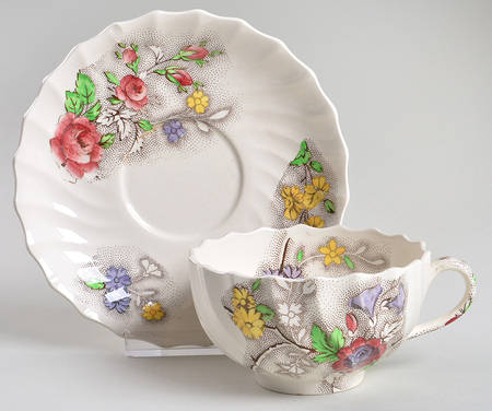 Patricia (No Trim) Footed Cup & Saucer Set