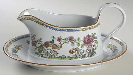 Peacock Gravy Boat with Attached Underplate