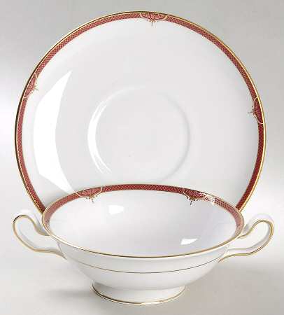 Petit Bordeaux Footed Cream Soup Bowl & Saucer Set