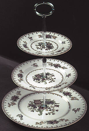 Peplow (Yellow Trim) 13 7/8"-14 1/4" 3-Tiered Serving Tray(DP,SP,BB) HC