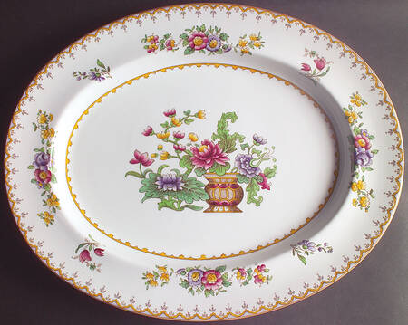 Peplow (Yellow Trim) 16" Oval Serving Platter