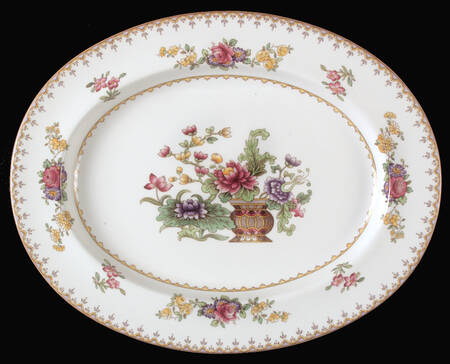Peplow (Yellow Trim) 14" Oval Serving Platter