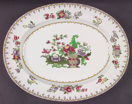 Peplow (Yellow Trim) 13" Oval Serving Platter