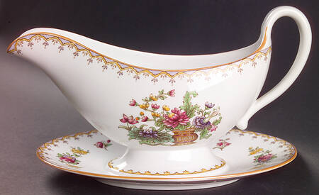 Peplow (Yellow Trim) Gravy Boat with Attached Underplate
