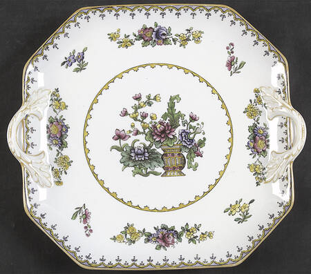 Peplow (Yellow Trim) Square Handled Cake Plate
