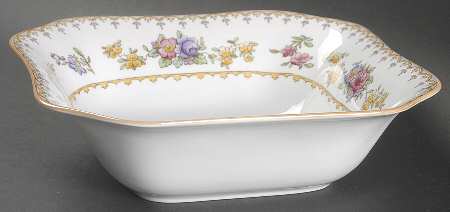 Peplow (Yellow Trim) 9" Square Vegetable Bowl