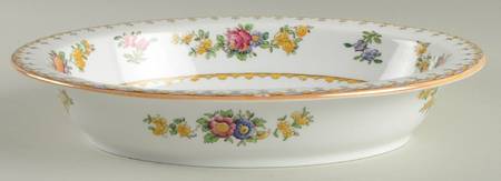 Peplow (Yellow Trim) 10" Oval Vegetable Bowl