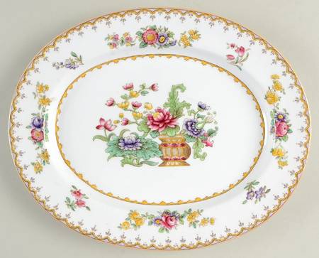 Peplow (Yellow Trim) 11" Oval Serving Platter