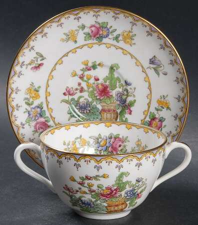 Peplow (Gold Trim) Flat Bouillon Cup & Saucer