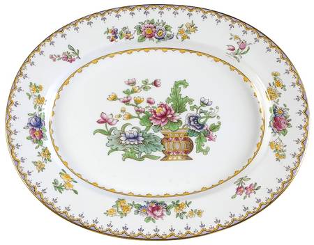 Peplow (Gold Trim) 11" Oval Serving Platter