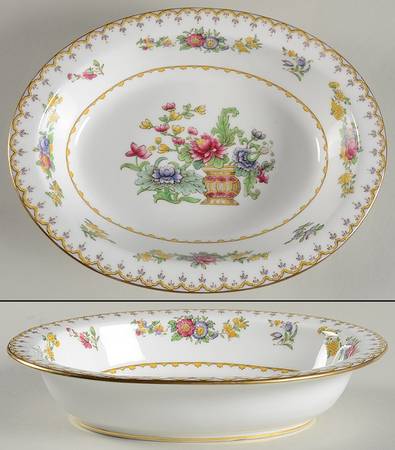 Peplow (Gold Trim) 9" Oval Vegetable Bowl
