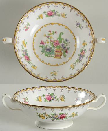 Peplow (Gold Trim) Footed Cream Soup Bowl