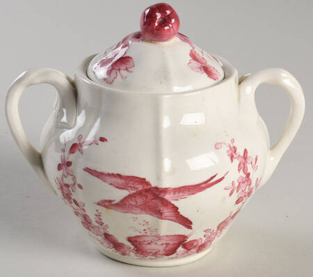 Pink Bird Sugar Bowl & Lid