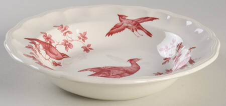 Pink Bird Rim Soup Bowl