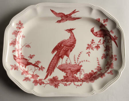 Pink Bird 14" Oval Serving Platter