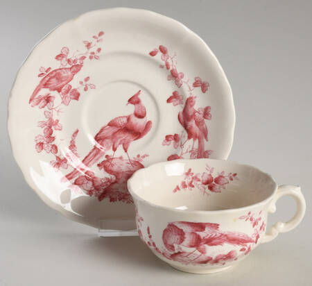 Pink Bird Flat Cup & Saucer Set