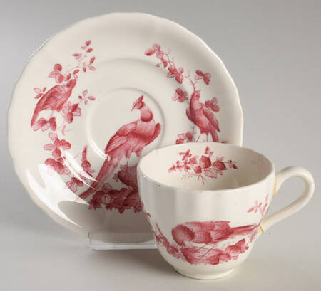 Pink Bird Flat Cup & Saucer Set