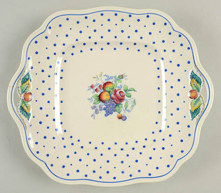 Polka Dot Blue Square Handled Cake Plate by Spode