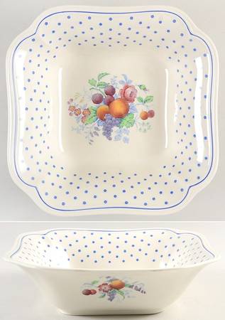Polka Dot Blue 9" Square Vegetable Bowl by Spode