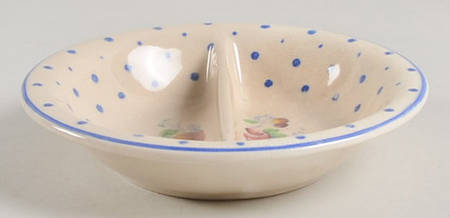 Polka Dot Blue Divided Open Jam/Jelly by Spode