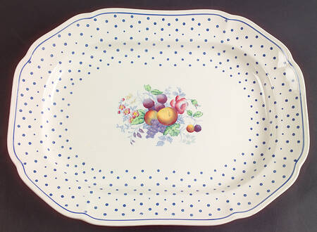 Polka Dot Blue 14" Oval Serving Platter by Spode