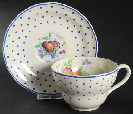 Polka Dot Blue Oversized Cup & Saucer Set by Spode
