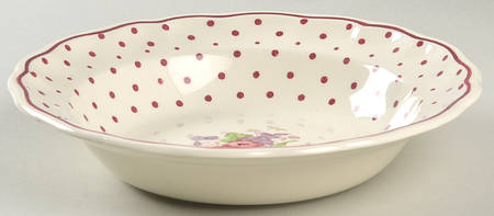 Polka Dot Red Rim Soup Bowl