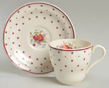 Polka Dot Red Flat Demitasse Cup & Saucer Set