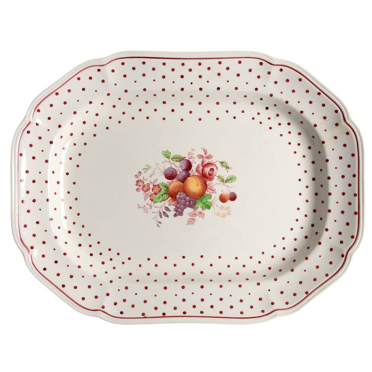 Polka Dot Red 14" Oval Serving Platter