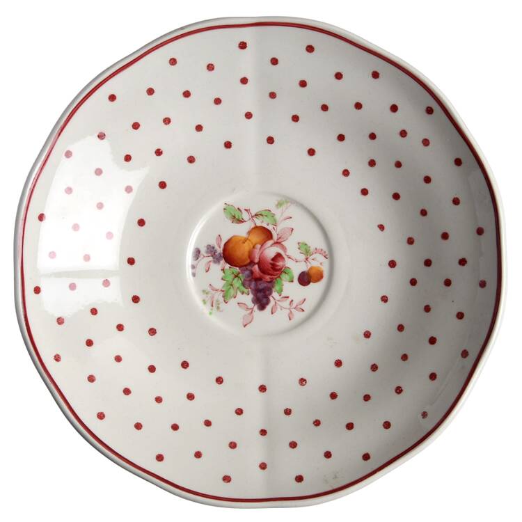Polka Dot Red Saucer for Breakfast Cup