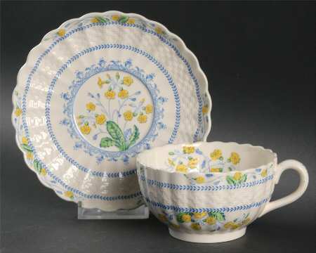 Primrose Blue and Yellow Flat Cup & Saucer Set