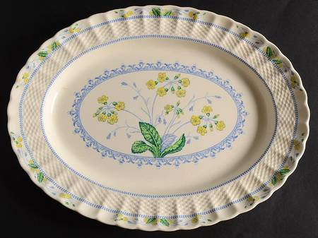 Primrose Blue and Yellow 15" Oval Serving Platter