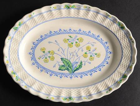 Primrose Blue and Yellow 11" Oval Serving Platter
