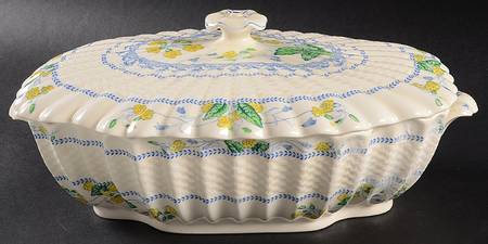 Primrose Blue and Yellow Oval Covered Vegetable