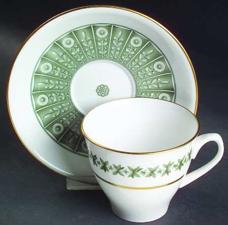 Provence (YC843, Green Leaves) Flat Cup & Saucer Set