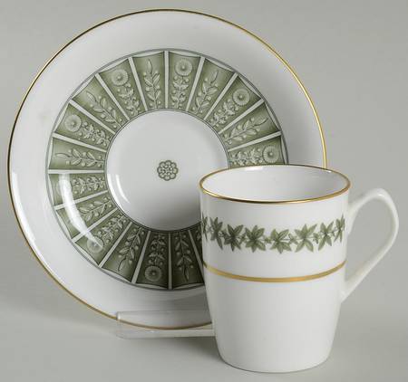 Provence (YC843, Green Leaves) Flat Demitasse Cup & Saucer Set