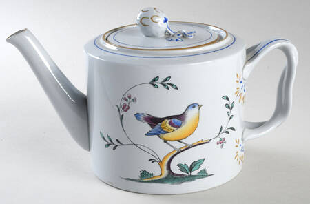 Queen's Bird (Y4973, Blue Gray Body) Teapot & Lid