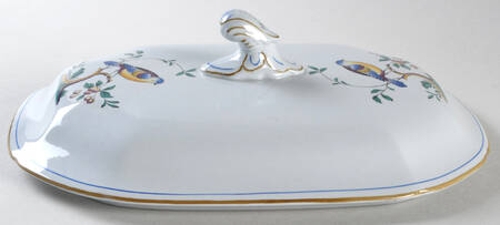 Queen's Bird (Y4973, Blue Gray Body) Lid for Oval Vegetable