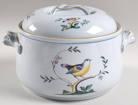 Queen's Bird (Y4973, Blue Gray Body) 2.5 Qt Round Covered Casserole
